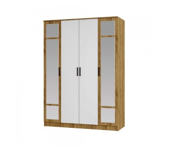 Шкаф 4-х створчатый "Евро ШК-11" Крафт/белый (Раус)