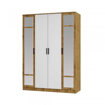 Шкаф 4-х створчатый "Евро ШК-11" Крафт/белый (Раус)