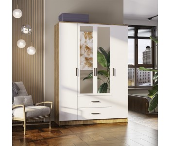 Шкаф 4-х створчатый "Евро ШК-12" Крафт/белый (Раус)