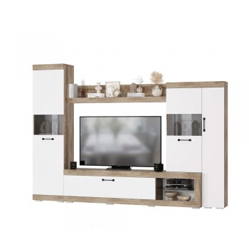 Гостиная "Тесла" ГС-01 Дуб каньон/белый (BTS)