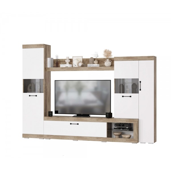 Гостиная "Тесла" ГС-01 Дуб каньон/белый (BTS)