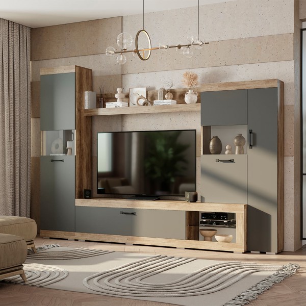 Гостиная "Тесла" ГС-01 Дуб каньон/графит (BTS)